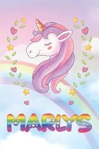 Marlys: Marlys Unicorn Notebook Rainbow Journal 6x9 Personalized Customized Gift For Someones Surname Or First Name is Marlys
