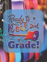 Ready to Rock 2nd Grade!: Wide Line Journal, notebook, with colorful design and pic in background of blue and black guitars, School Exercise Boo