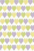 Stitched hearts in yellow lime and purple