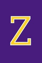 Z: Monogram Journal Composition Notebook or Diary. Purple with Gold Alphabet Initial Letter - 6'' x 9'' 110 College Ruled B