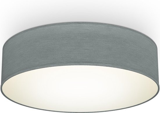 B.K.Licht - Plafonnier - textile gris -  éclairage plafond - salon - salle à manger - chambre - IP20 -  rond - Ø38cm - excl. 2x E27