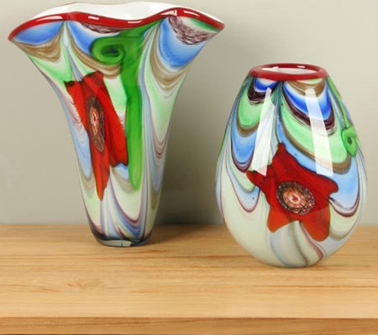 Kleurrijke glazen bol vaas, glazen vaas, glasvaas, vaas glas kleurrijk, 30  cm, A007 | bol.com