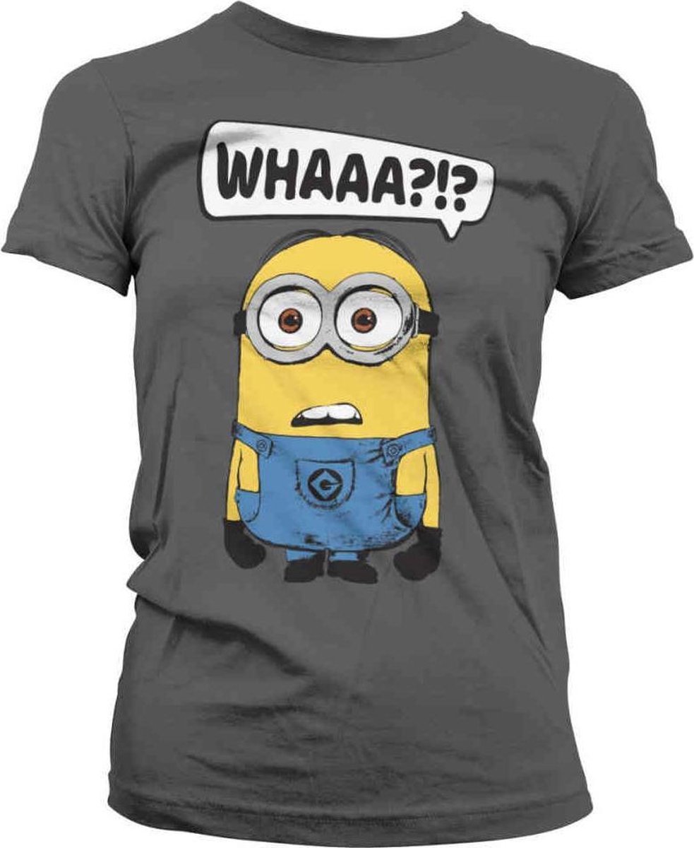 Minions Dames Tshirt -M- Whaaa?!? Grijs