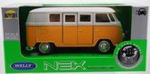 1963 Volkswagen T1 Bus (oranje) – Welly 1:34 - Samba Modelauto - Schaalmodel - Miniatuurauto