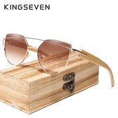 KingSeven Cat-Eye Zonnebril - Dames - UV400 - Gepolariseerd - Bamboo - Bruin