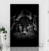 HIP ORGNL Schilderij Black Panther  - Panter - 100x150cm - Wanddecoratie dieren - Zwart wit