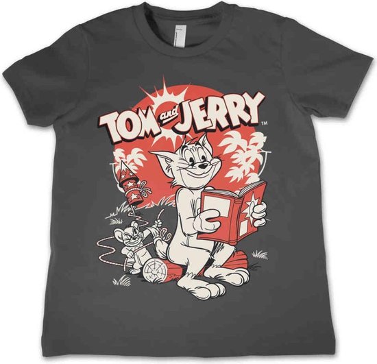 Tom And Jerry Kinder Tshirt -Kids tm 12 jaar- Vintage Comic Grijs