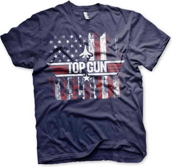 Top Gun Heren Tshirt -2XL- America Blauw