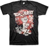 Tom And Jerry Heren Tshirt -2XL- Vintage Comic Zwart