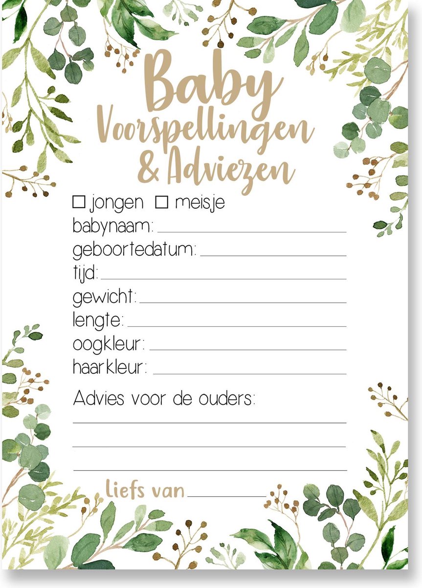 bol.com | Babyshower invulkaarten - Voorspellingskaarten - Babyshower ...