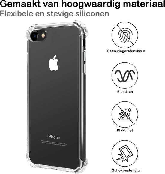 Hoesje Geschikt voor iPhone 7 Hoesje Siliconen Shock Proof Case Hoes - Hoes Geschikt voor iPhone 7 Hoes Cover Case Shockproof - Transparant - BTH