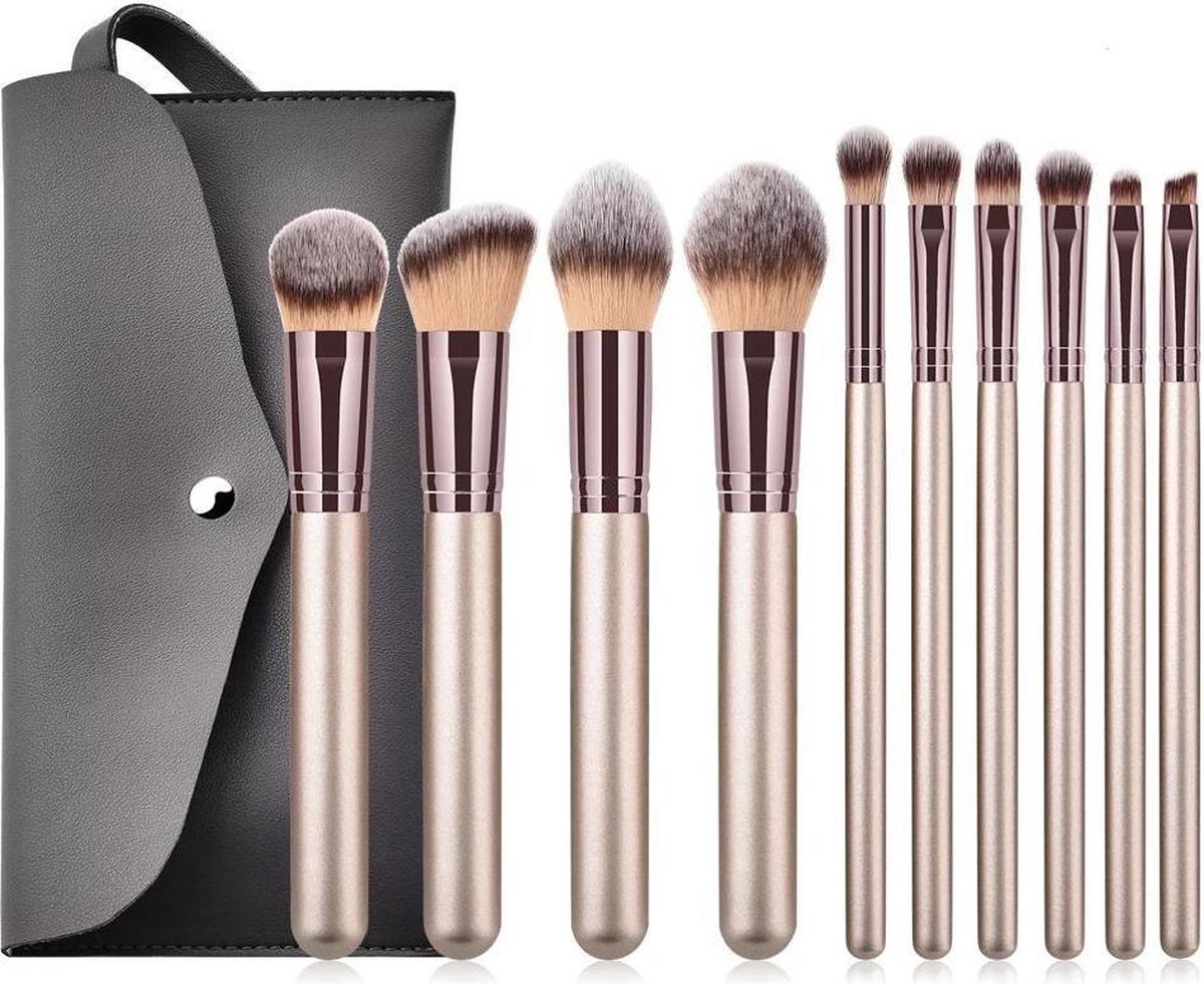 Luxe Professionele Cosmetische 14-delige Make-Up Kwasten Set - Wimperborstel - Wenkbrauwborstel