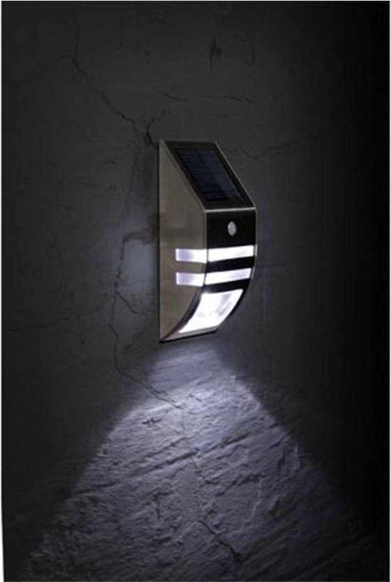 Wandlamp Buiten - Zonne-Energie - Met bewegingssensor - Buitenlamp - Solar - Tuin verlichting - RVS