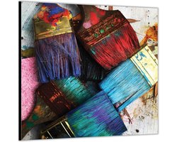Dibond –Gebruikte Spalter Kwasten– 50x50 Foto op Aluminium (Met ophang)