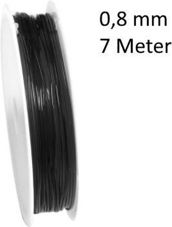 1 Rol Elastisch Zwart - Sieraden Maken- 0.8 mm- 7 meter- Zwart Stretch Draad -... | bol.com