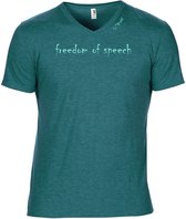 G-TOWN Freedom Of Speech Heather Galapagos Blue Heren T-shirt Semi fit Maat XXL