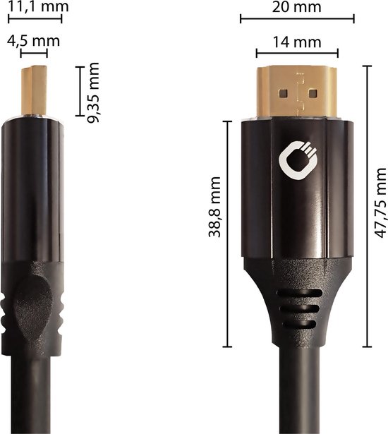 Oehlbach HDMI gecertificeerd 2.1 - [1x HDMI-stekker - 1x HDMI-stekker] 1,5 meter zwart