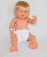 The Doll Factory Babypoppen Blank Jongetje met Haar 43 cm