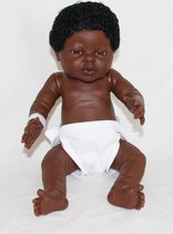 The Doll Factory Babypoppen Afrikaans Jongetje met Haar 43 cm