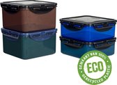 Lock&Lock ECO Vershoudbakjes set met deksel – Bewaardozen voedsel - Magnetron bakjes met deksel - Lekvrij - BPA vrij - Set van 4 stuks - Vierkant - Duurzaam cadeau - Zero waste - 1
