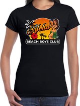 Hawaii feest t-shirt / shirt Aloha beach boys club voor dames - zwart - Hawaiiaanse party outfit / kleding/ verkleedkleding/ carnaval shirt L