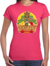 Hawaii feest t-shirt / shirt tiki bar Aloha voor dames - roze - Hawaiiaanse party outfit / kleding/ verkleedkleding/ carnaval shirt L