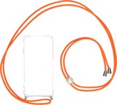 iPhone 7 hoesje met koord - transparant hoesje met koord oranje