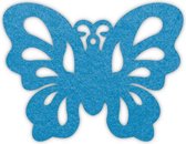 Vlinder onderzetter - Vilt - Lichtblauw - 6 stuks - 10,5 x 9,5 cm - Tafeldecoratie - Glas onderzetter - Cadeau - Woondecoratie - Woonkamer - Tafelbescherming - Onderzetters Voor Gl