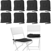 relaxdays 12 x stoelkussen - kleurrijke zitkussen - 40x40 stoel kussen – wasbaar - zwart