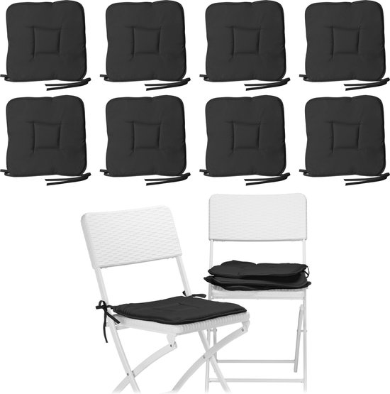 Taiko buik Scheur Dierentuin Relaxdays 12 x stoelkussen - kleurrijke zitkussen - 40x40 stoel kussen –  wasbaar - zwart | bol.com