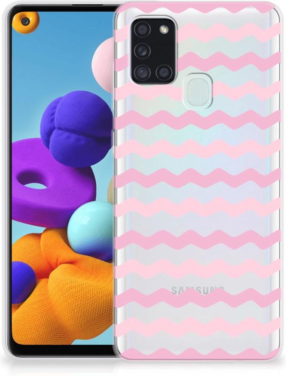 Samsung Galaxy A21s TPU bumper Waves Roze