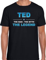 Naam cadeau Ted - The man, The myth the legend t-shirt  zwart voor heren - Cadeau shirt voor o.a verjaardag/ vaderdag/ pensioen/ geslaagd/ bedankt XL