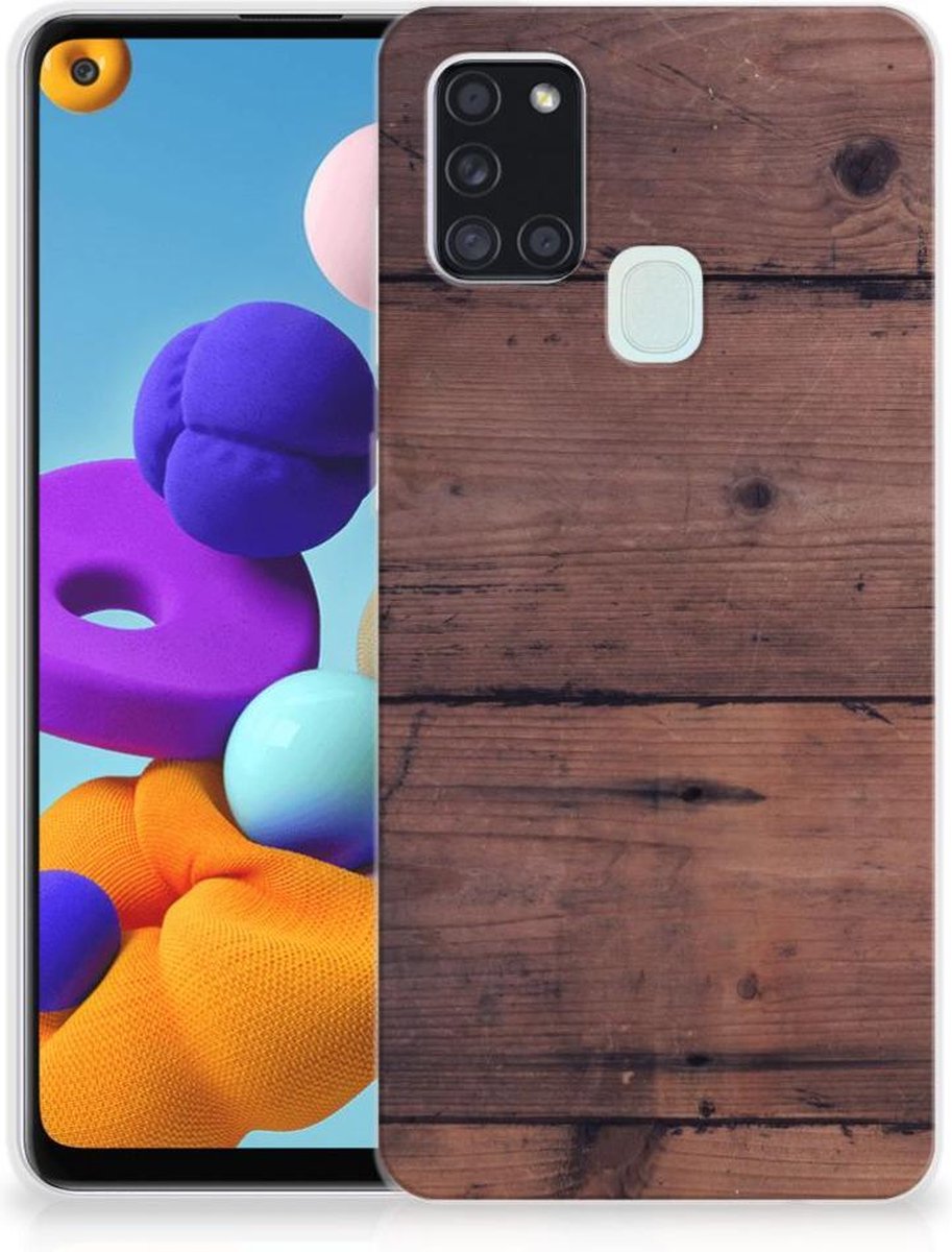 Samsung Galaxy A21s Bumper Hoesje Old Wood