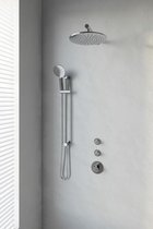 Brauer Chrome Edition Regendoucheset inbouw - hoofddouche 30cm - 3 gladde knoppen - rechte wandarm - glijstang - handdouche rond 3 standen - chroom