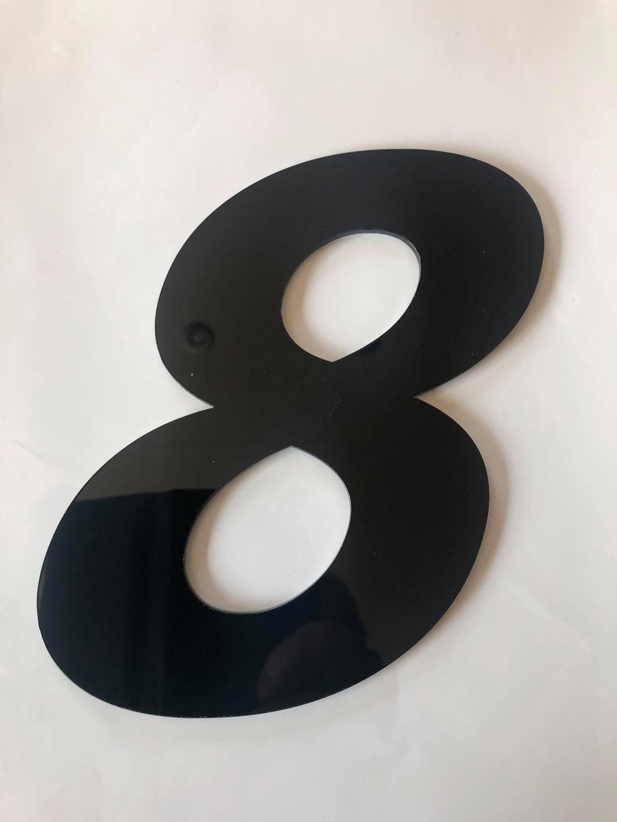 Huisnummer plexiglas/Acrylaat zwart cijfer 8