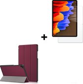 Samsung Galaxy Tab A7 2020/ 2022 Hoesje + Samsung Galaxy Tab A7 2020/ 2022 Screenprotector - 10.4 inch -Samsung Tab A7 Tri Fold Tablet hoesje Bordeaux + Screenprotector