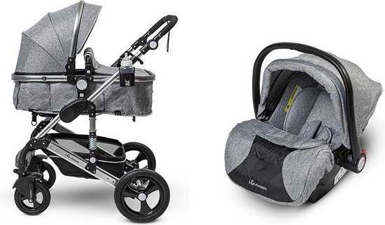 Product: Mio Amore 3 in 1 kinderwagen Palermo incl. autostoel (grijs), van het merk Mio Amore