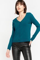 LOLALIZA Cardigan met diepe V-hals en knoopjes - Blauw - Maat XS