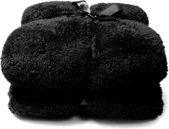 Unique Living Teddy - Fleece - Plaid - 150x200 cm - Black