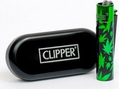 Metalen Clipper aansteker - vuursteenaansteker - Green Leaves