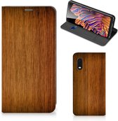 Stand Case Samsung Xcover Pro Telefoonhoesje Donker Hout