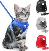 Harnais pour chat - Harnais pour chat réglable - Harnais pour chat avec laisse - Harnais - Bleu - Taille M