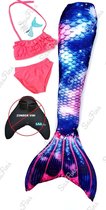 Zeemeermin staart los| Mermaid staart met bikiniset | Purple Stars | maat 140 | Zonder monovin geleverd | Nieuw model 2024!