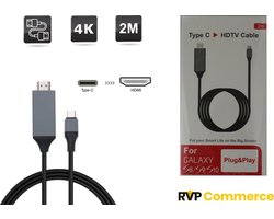 Usb c naar HDMI kabel male (Galaxy S8, Galaxy S9, Macbook) Usb-C to HDMI mannetje (Zwart)