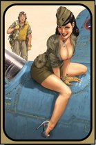 Wandbord - Pin Up Army Girl On Plane