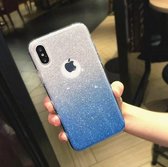 Apple iPhone 8 Back Cover Telefoonhoesje | iPhone 7 | iPhone SE 2020 | Zilver en Blauw | TPU hoesje | Glitter