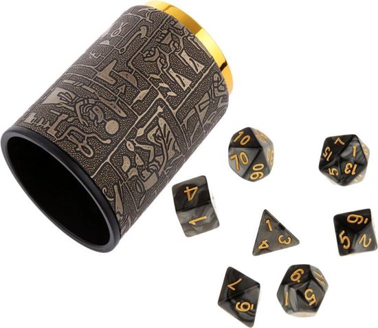 Pourpre DollaTek 7PCS Jeu de dés polyédriques en métal avec Sac de Rangement Noir pour donjons et Dragons de Jeux de rôle 