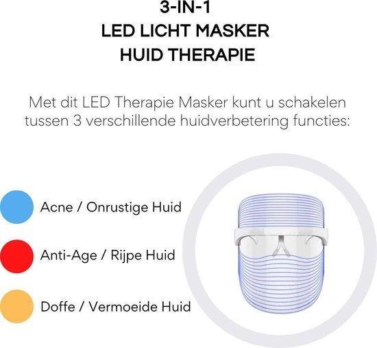 Lichttherapie Gezichtsmasker - Beauty Masker - 3 in 1 - Puistjes - Acne – Anti Rimpel - Huidverbetering - Hyperpigmentatie – Anti-age– Anti-age - Skyful
