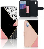 GSM Hoesje Alcatel 1B (2020) Bookcase Black Pink Shapes