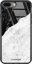 iPhone 8 Plus/7 Plus hoesje glass - Marmer zwart grijs | Apple iPhone 8 Plus case | Hardcase backcover zwart